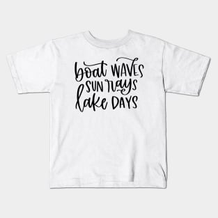 Boat Waves Sun Rays Lake Days Kids T-Shirt